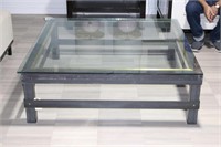 SQUARE STEEL & GLASS TOP COFFEE TABLE