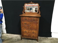 Tall Antique Tiger Oak Dresser