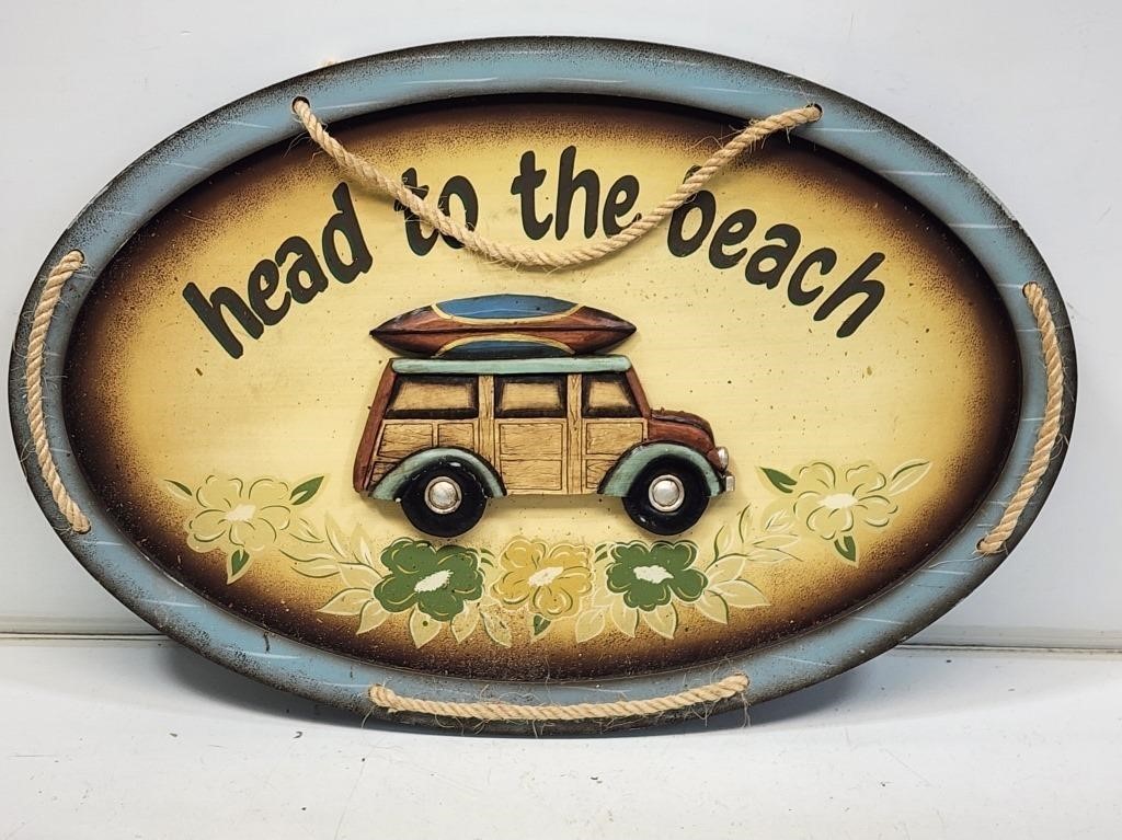 Head to the Beach Wooden Novelty Sign