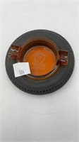 Vintage Firestone tire ashtray amber