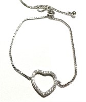 Sterling Silver Austrian Crystal Heart Bracelet