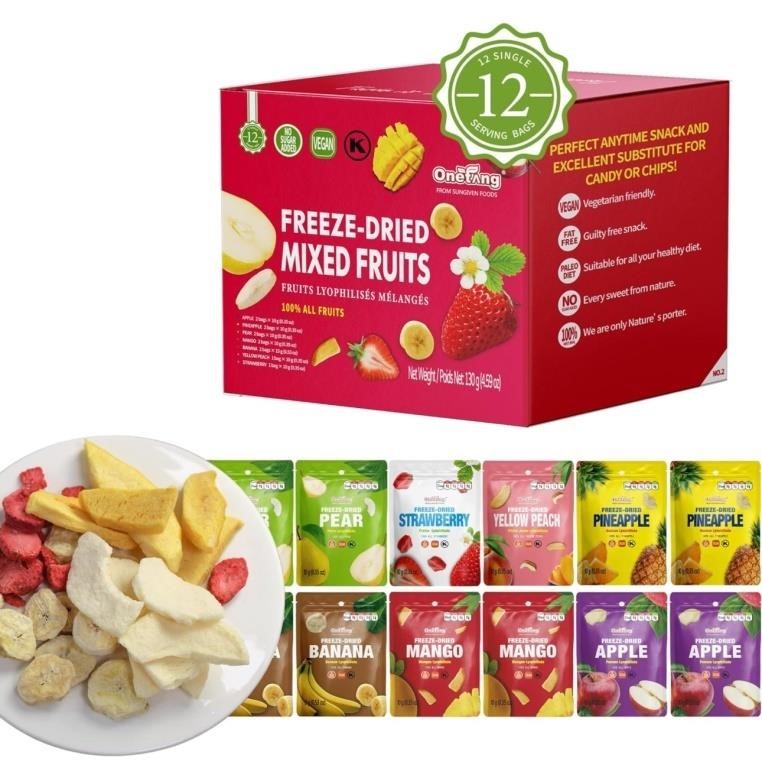 New, ONETANG Freeze-Dried Mixed Fruit, 12 Pack