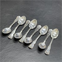 8 Antique Birks Demitasse Spoons Louis XV