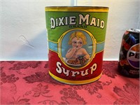 Vintage Dixie Maid syrup advertising can