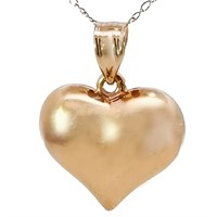 High Polish Puffed Heart Pendant 14k Gold