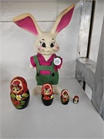 VTG Rabbit bank and nesting doll