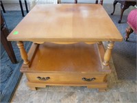 26" SQUARE WOODEN END TABLE w/ DRAWER