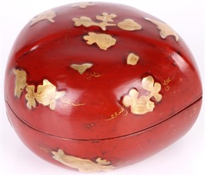 ASIAN MOTHER OF PEARL PEACH WOODEN BOX