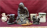 Eskimo Carvings, VA Museum Mugs & Ceramic Elf