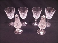 Waterford crystal: four 5 3/4" wine goblets and