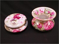 Two boudior china items decorated with