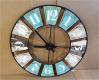 28" Diameter Wood & Metal Wall Clock