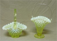Yellow Uranium Glass Bride's Baskets.