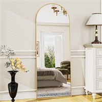 SE6036 Arched Floor Standing Mirror,Gold, 65"x22"