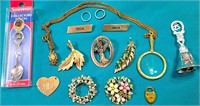 LADIES COSTUME JEWELRY BROOCHES BELL SPOON LOT
