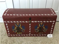 Antique Wooden Dome Lid Trunk, (newer paint)