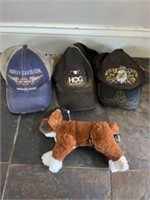 Harley Davidson hats and dog plush