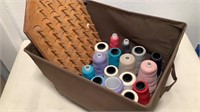 Fabric Basket Large Spools Of Thread & Thread