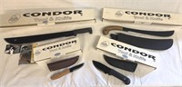 Lot of 2) condor Machetes & 2) Knives with Caaes