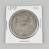 1878-CC 90% Silver Morgan Dollar.