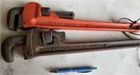 2 PIPE WRENCHES, 18" - 1 IS RIDGE TOOL