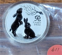 2023 YEAR OF THE RABBIT 1 OZ SILVER ART ROUND