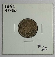 1861  Indian Head Cent   VF-30