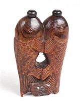 Chinese Double Fish Wood Snuff Bottle