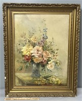 Still Life Flowers Oil Painting on Canvas damaged