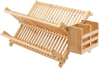 Bamboo Dish Rack  2-Tier  with Utensil Holder