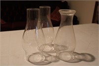 3 Glass Chimneys for Oil Lamps 9H