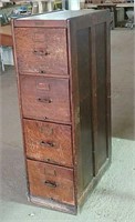 Antique wooden file cabinet  16" x 16" x52"H