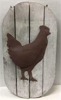 HAND CRAFTED WOOD CHICKEN HANGING SIGN