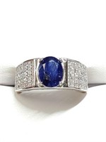 SILVER SAPPHIRE&CZ(3CT) SILVER SAPPHIRE CZ MEN'S