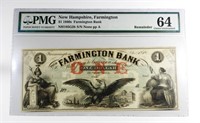 1860S $1 NEW HAMPSHIRE, FARMINGTON PMG 64