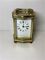 BRASS CARRIAGE CLOCK AND KEY