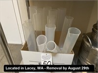 LOT, ASSORTED POLY MEASURING CYLINDERS