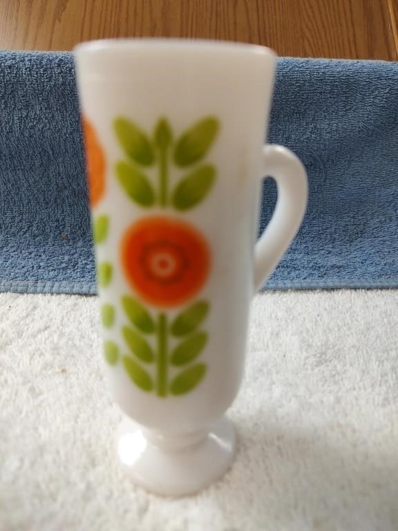 Vintage Milk Glass Tall Espresso Mug Irish Coffee