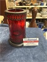 Red Glass Candle Holder