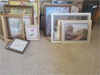 10 Framed Prints & 2 or 3 frames -Floral, O