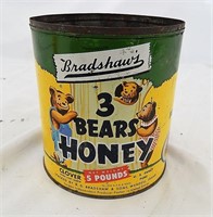 Vintage 3 Bears Honey Tin, Wendell, Idaho