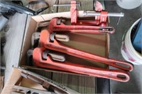 3 Pipe Wrenches & 1 U Clamp