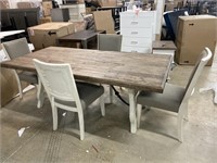 Ashley Farmhouse Table w/ 4 Upholstered Chairs
