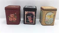 Three Metal Tins Flowers Seed Packets and