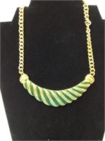 Heavy Gold/green Coloured Necklace