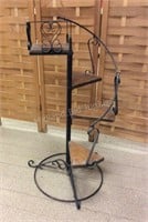 MCM metal & wood spiral staircase plant stand