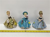 trio of lady figurines made in japan