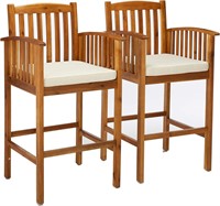 Grace Outdoor Acacia Barstools  Set of 2