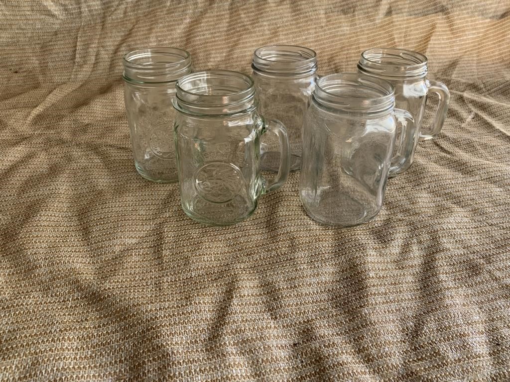 5 Drinking Jars 5 1/4" Tall