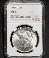 1927-D Peace Silver Dollar NGC MS61 Scarce